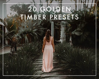 20 ajustes preestablecidos de madera DORADA: Lightroom Desktop & Mobile, ajustes preestablecidos de Lightroom, ajustes preestablecidos de Lightroom para Instagram, ajustes preestablecidos de luz, filtro de fotos Lr DNG