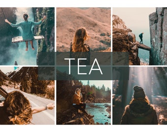 6 ajustes preestablecidos de Lightroom móvil té, ajustes preestablecidos de Lightroom de escritorio, ajustes preestablecidos móviles para Instagram, ajustes preestablecidos de luz, filtro de fotos Lr DNG