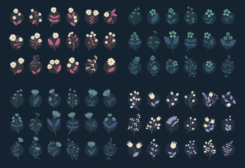 EPS Plants Clipart 244 Flower Vector Clipart Assets and Patterns Vector Flower Clipart