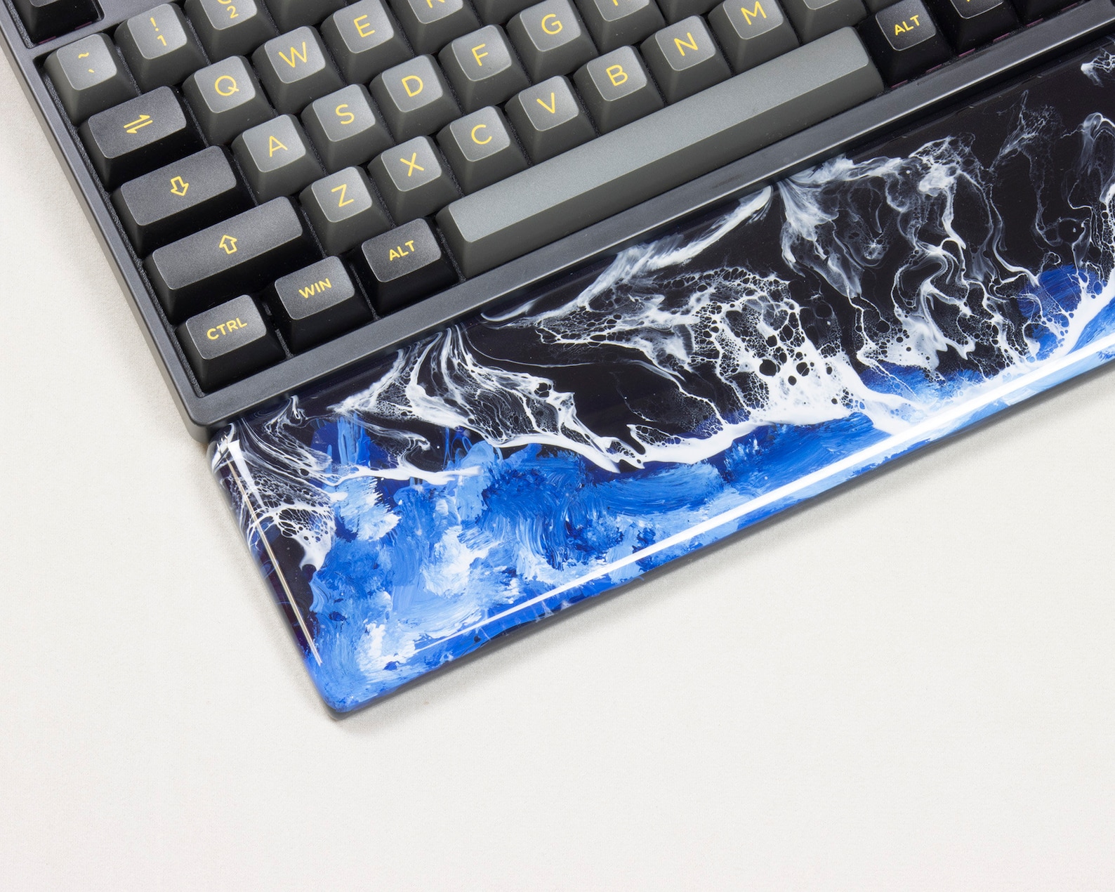 Keyboard Wrist Rest Blue Resin Handmade Artisan TKL 60 65 Rest Etsy