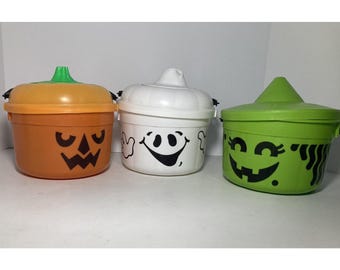 Vintage metallischer Donut 's Happy Meal Halloween Eimer Hexe Geist Kürbis 86/91