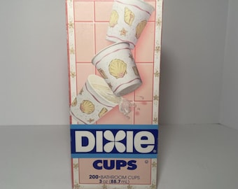 Vintage Dixie 3 oz Paper Bath Cups 1993 Sea Shells Open Box 118