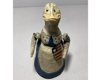 Pato de arte popular estadounidense retirado del Departamento 56 de Poliwoggs, patriótico, primitivo, EE. UU.