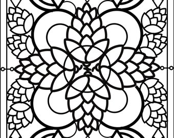 Sofortiger digitaler Download Kiefer, Kieferzapfen und Zirbelkiefer Meditative Malseite zum Entspannen