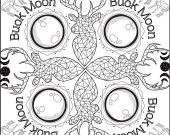 Sofortiger digitaler Download Buck Vollmond meditative Malseite zur Entspannung