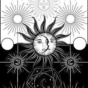 Instant Digital Download Balance Summer Solstice Meditative Coloring Page for Relaxation