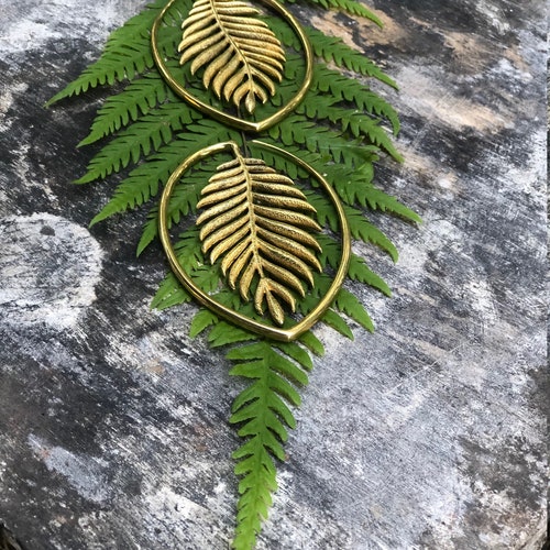 Unique handmade Brass Earrings, Botanical Earrings, shops Leaf earrings