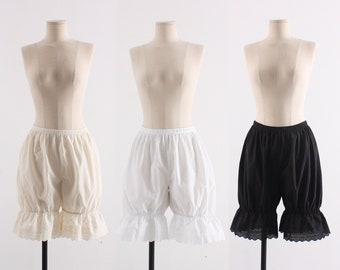 Women Cotton Lace Bloomers / 20.5” 52cm Bloomers / Black Beige White Pettipants / Underwear / Vintage / Pantaloons / victorian / XS ~ XL