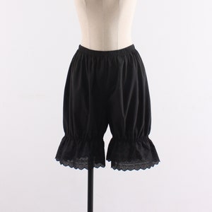 Women Cotton Black Lace Bloomers / knee length Bloomers / Pettipants / Underwear / Lady / Vintage / Pantaloons / victorian / Basic / XS ~ XL