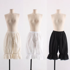 Women Cotton Lace Bloomers / 24.5” 62cm Bloomers / Black Beige White Pettipants / Underwear / Vintage / Pantaloons / victorian / XS ~ XL