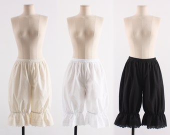 Women Cotton Lace Bloomers / 24.5” 62cm Bloomers / Black Beige White Pettipants / Underwear / Vintage / Pantaloons / victorian / XS ~ XL