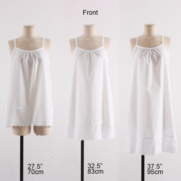 Women Cotton INNER White Lace Slip | Dress Underwear | Sleepwear Underskirt Petticoat Camisole Slips | Night Wear Cami Layering Slip XS-XL
