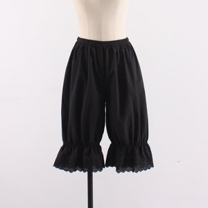 Womens Cotton Black Lace Bloomers / Long Bloomers / Pettipants / Underwear / Ladies / Vintage / Pantaloons / victorian / Basic / XS ~ XL