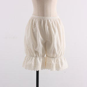 Women Cotton Begie Lace Bloomers / knee length Bloomers / Pettipants / Underwear / Lady / Vintage / Pantaloons / victorian / Basic / XS ~ XL