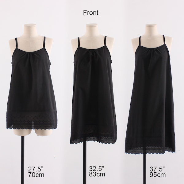 Women Cotton INNER Black Lace Slip | Dress Underwear | Night Wear Cami Layering Slip Sleepwear Underskirt Petticoat Camisole Slips | XS-XL