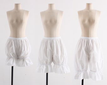 Bloomers de encaje blanco de algodón para mujer / Bloomers largos / Pettipants / Ropa interior / Damas / Vintage / Pantaloons / victorian / Basic / XS ~ XL