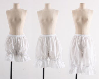 Womens Cotton White Lace Bloomers / Long Bloomers / Pettipants / Underwear / Ladies / vintage / Pantaloons / victorian / Basic / XS ~ XL