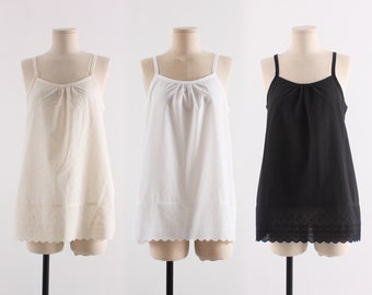 Women Cotton INNER White Beige Black Lace Short Slip | Dress Underwear Sleepwear Underskirt Petticoat Camisole NightWear Layering Slip XS-XL
