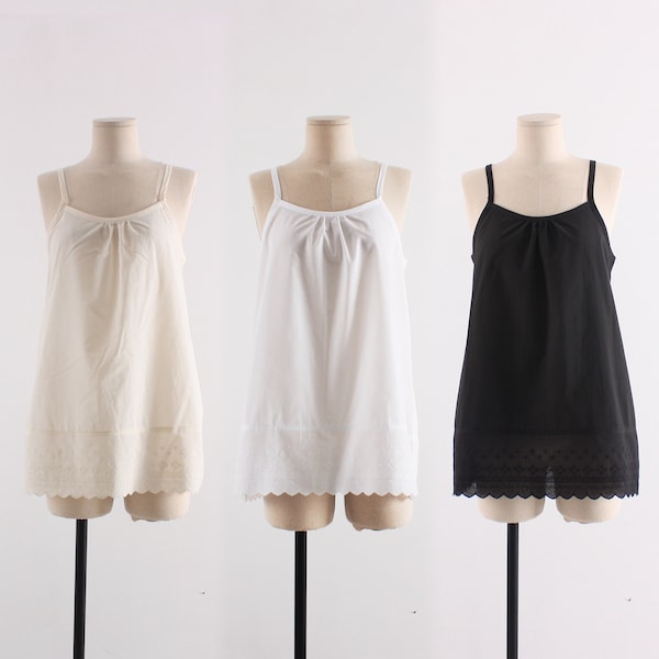 Women Cotton INNER White Beige Black Lace Short Slip | Dress Underwear Sleepwear Underskirt Petticoat Camisole NightWear Layering Slip XS-XL