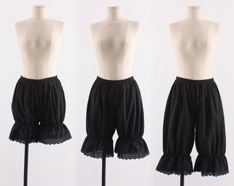 Womens Cotton Black Lace Bloomers / Long Bloomers / Pettipants / Underwear / Ladies / vintage / Pantaloons / victorian / Basic / XS ~ XL