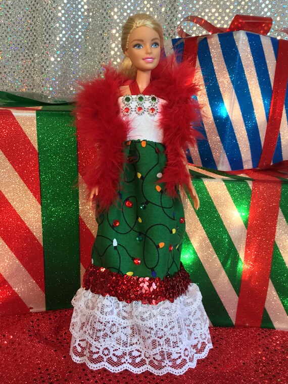 christmas barbie green dress