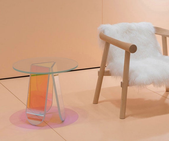 Iridescent Acrylic Side Table Rainbow 4547cm - Acrylic Coffee Tables Canada Iridescent Acrylic Side Table Rainbow 4547cm - Acrylic Coffee Tables Canada