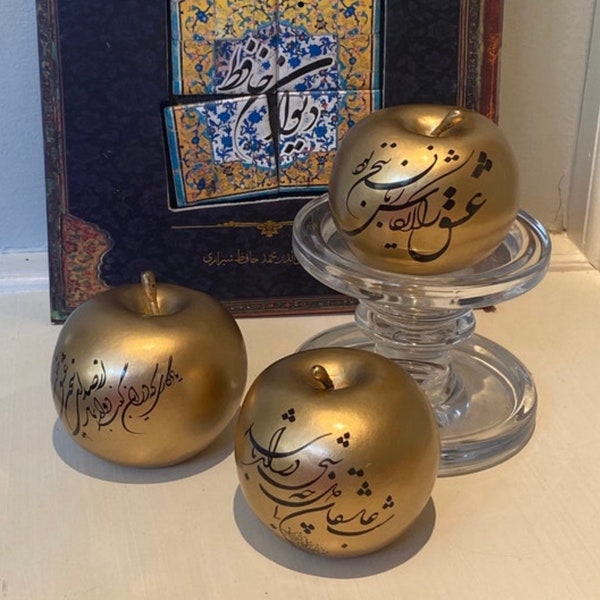 Pomme artificielle calligraphie persane pour décoration Haftseen, Norooz Sib