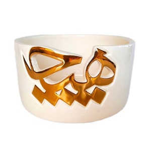 Ceramic  dish inspired by Persian art. Decorated with the art of calligraphy and gold plated words. Decorative and Dinnerware Large