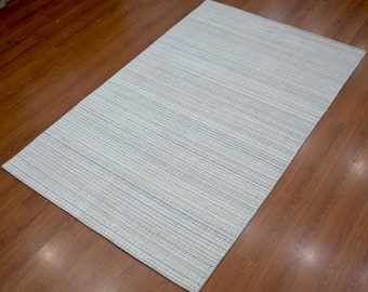 5'x 8' Rug | Handmade Hand Woven Wool & Bamboo Silk Blue  Area Rug | BLACK KNIGHT RUGS | 3753