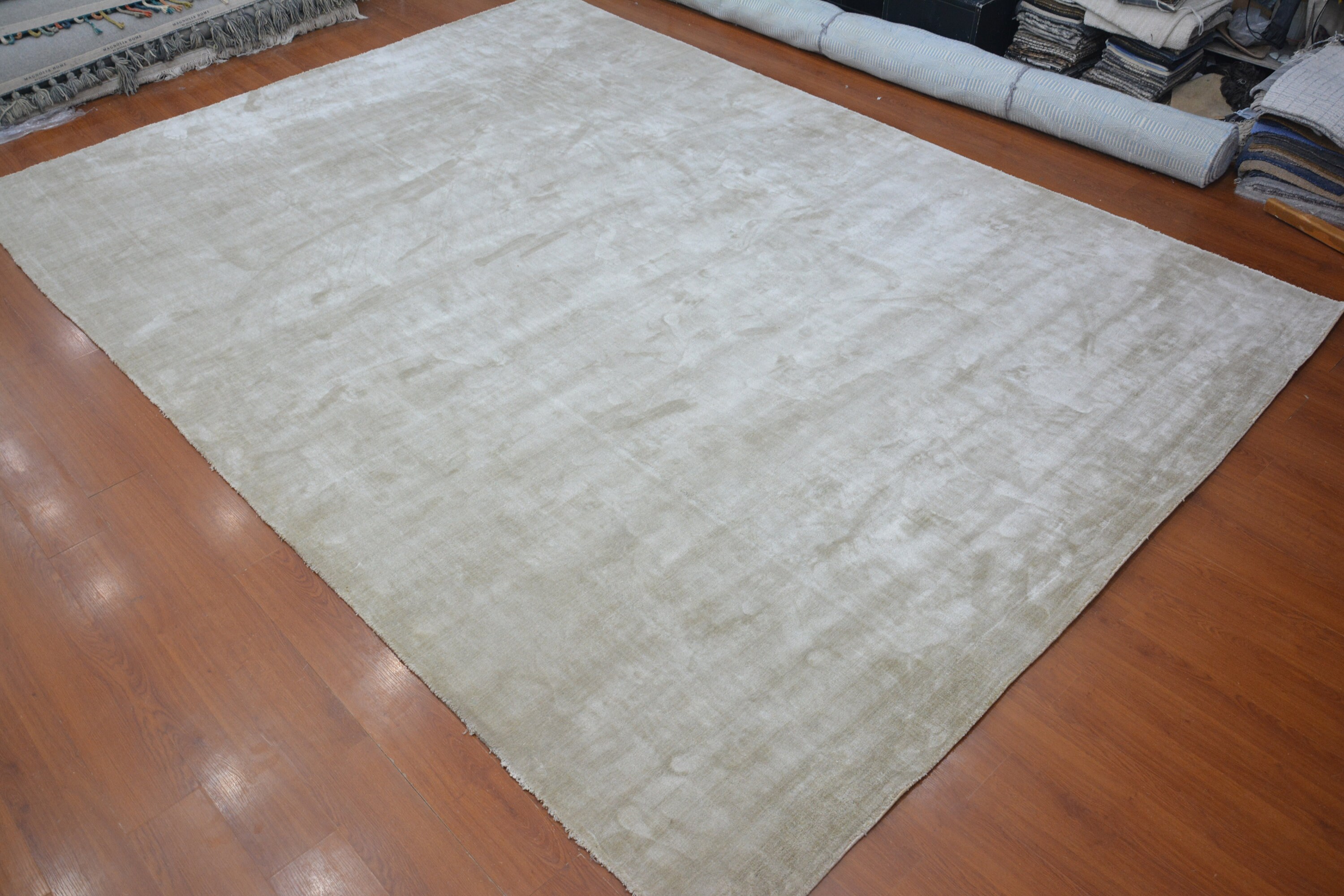 10'x 14' Rug Modern Hand Woven Viscose Grey Area Etsy