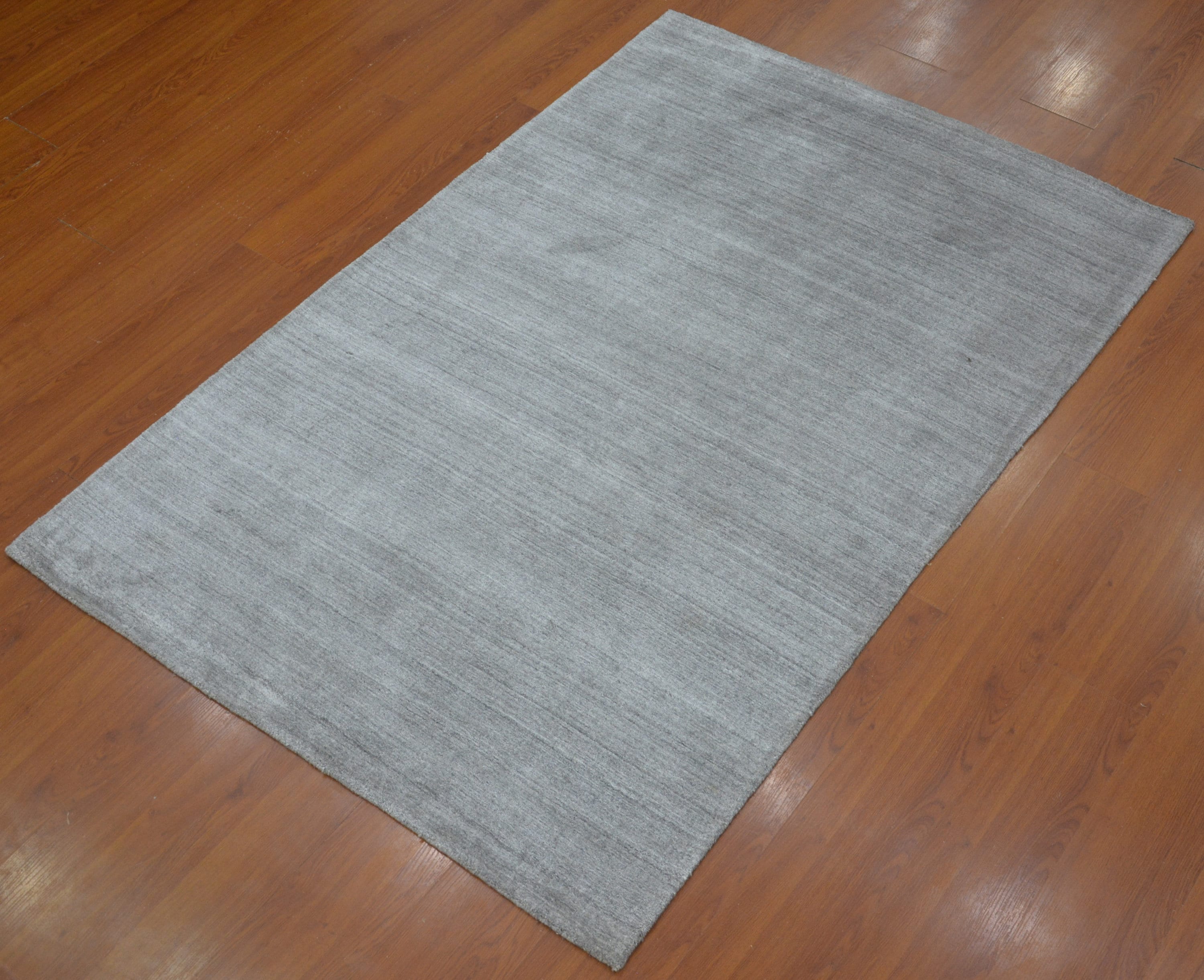 4'x 6' Rug Handmade Hand Woven Wool Gray Area Rug BLACK KNIGHT RUGS