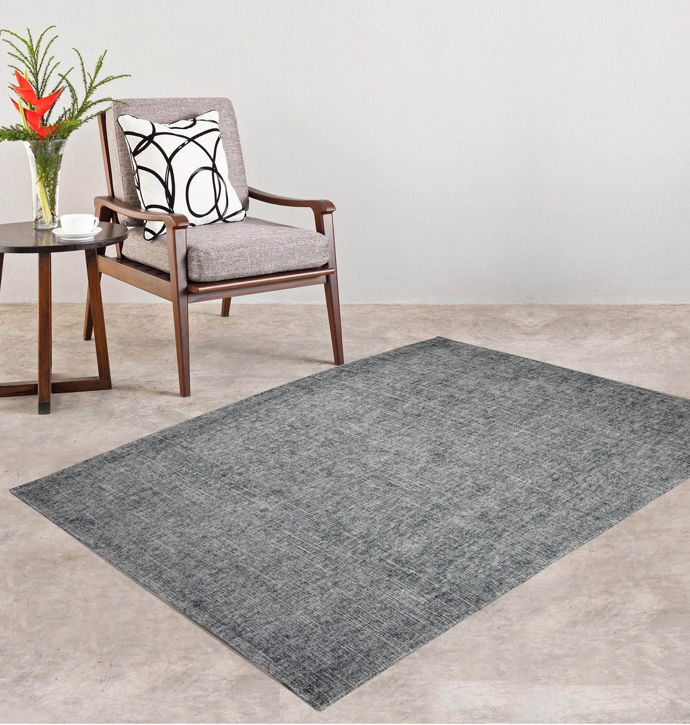 5' X 8' Rug Hand Tufted Loop Gray Black Wool & Viscose Area Rug BLACK KNIGHT RUGS B51 Etsy UK