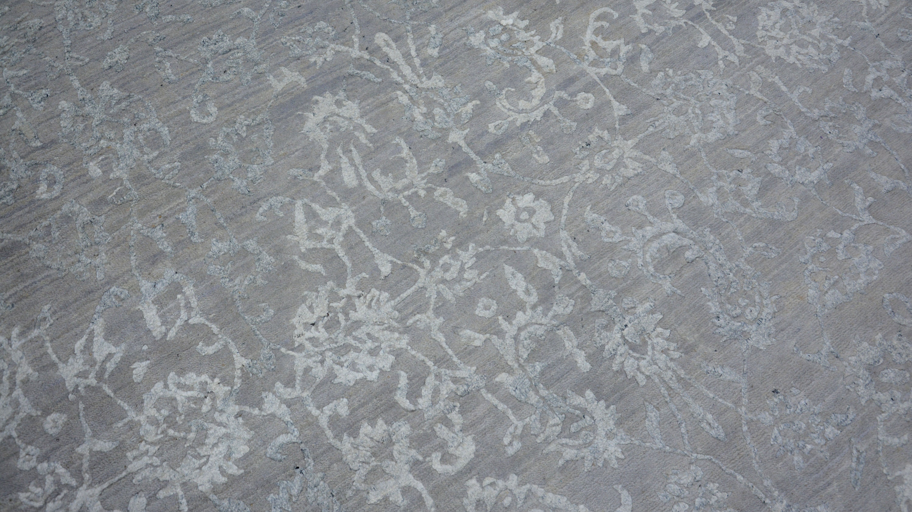 8'x10' Rug Hand Made Hand Knotted Wool & Viscose Gray Silver Area Rug