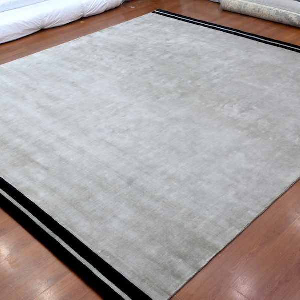 Handmade Hand Woven Knotted Soft Viscose  Stain-proof Carpet Area Rug