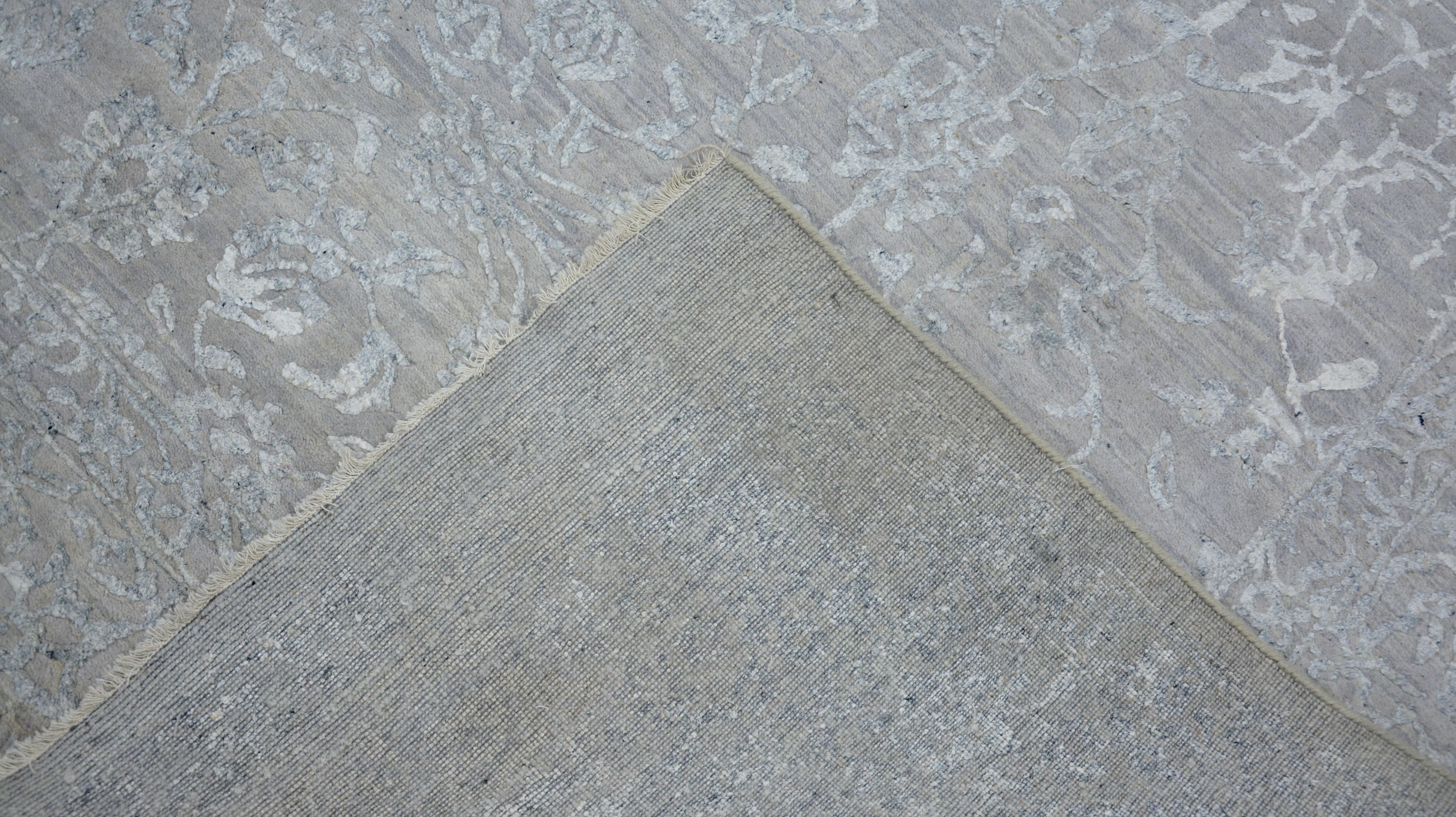 8'x10' Rug Hand Made Hand Knotted Wool & Viscose Gray Silver Area Rug