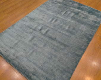 5' x 8' Rug |Modern Luxury Soft Hand-Loom Wool & Viscose Light Blue Color  Area Rug | BLACK KNIGHT RUGS | 10017