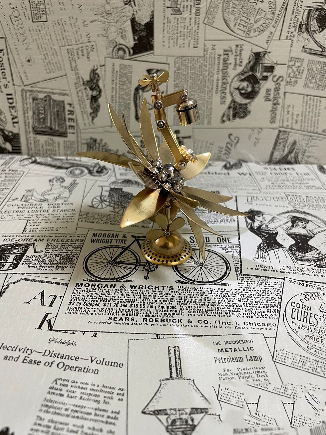 Steampunk Mechanical DIY Lampstand Lily Allmetal Handmade Etsy