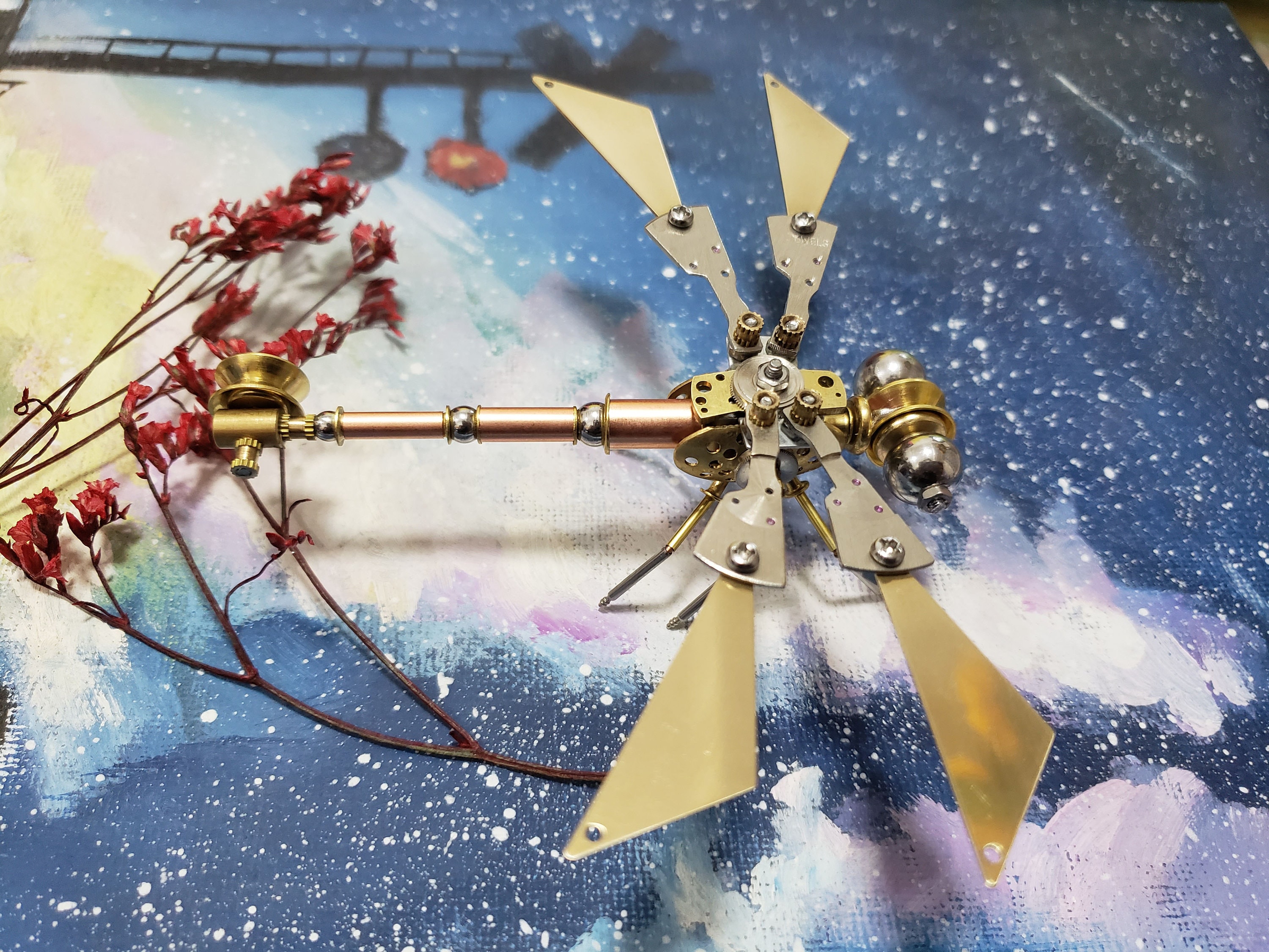Steampunk Mechanical Insect Dragonfly DIY All-metal Handmade Creative ...