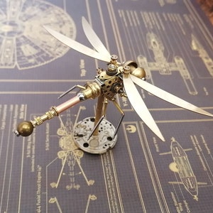 Steampunk Mechanical Insect Golden Dragonfly All-metal Handmade Creative Small Crafts Ornaments