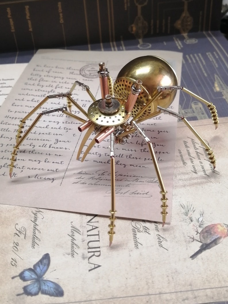 Steampunk Mechanical Insect Golden Spider All-metal Handmade Creative Small Crafts Ornaments image 1