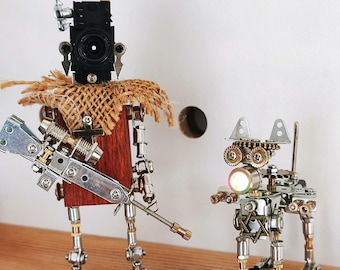 Handcrafted Steampunk Mode Sniper Ornament,Solid Wood and Metal Parts,Unique Vintage Decor,Perfect Collectible