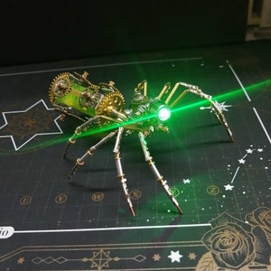 Steampunk Mechanical Glowing Spider Handmade Home Decor Creative Small Crafts Ornaments Gift