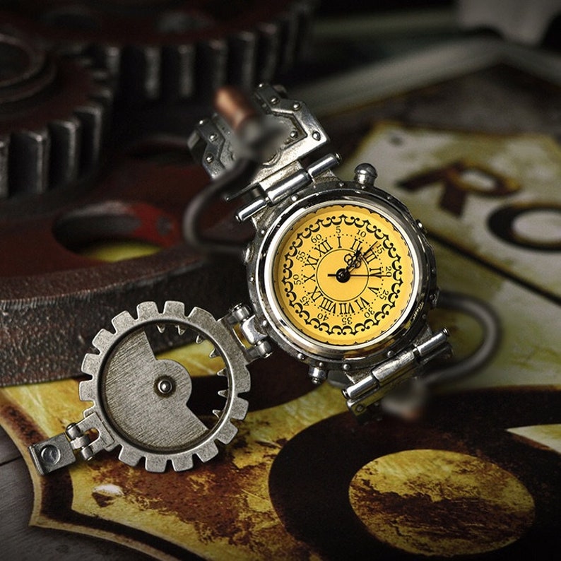 Jubiläumsgeschenk für Ihn, Steampunk Uhr, personalisierte Uhr, mechanische Uhr, Trauzeugen Uhr, Herrenuhr, Geschenk für Papa Bild 2