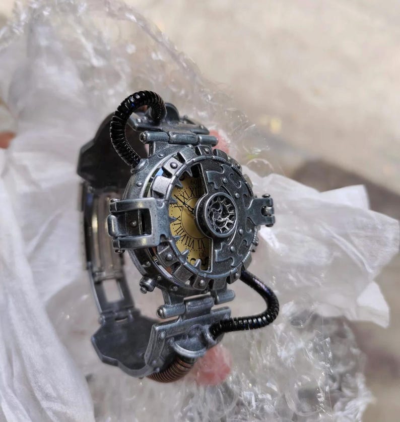 Verjaardagscadeau voor hem, steampunk retro-horloge, gepersonaliseerd horloge, horloge bruidsjonkers, cadeau voor papa, cadeau afbeelding 4