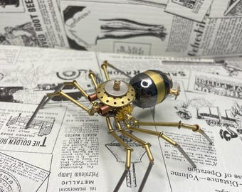 Piccolo ragno meccanico Steampunk fatto a mano, creativo, piccolo artigianato, ornamenti, regalo