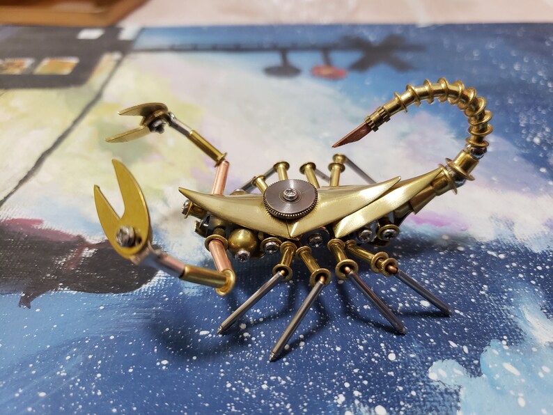 Steampunk Mechanical Insect Golden Scorpion All-metal Handmade Creative Small Crafts Ornaments image 1