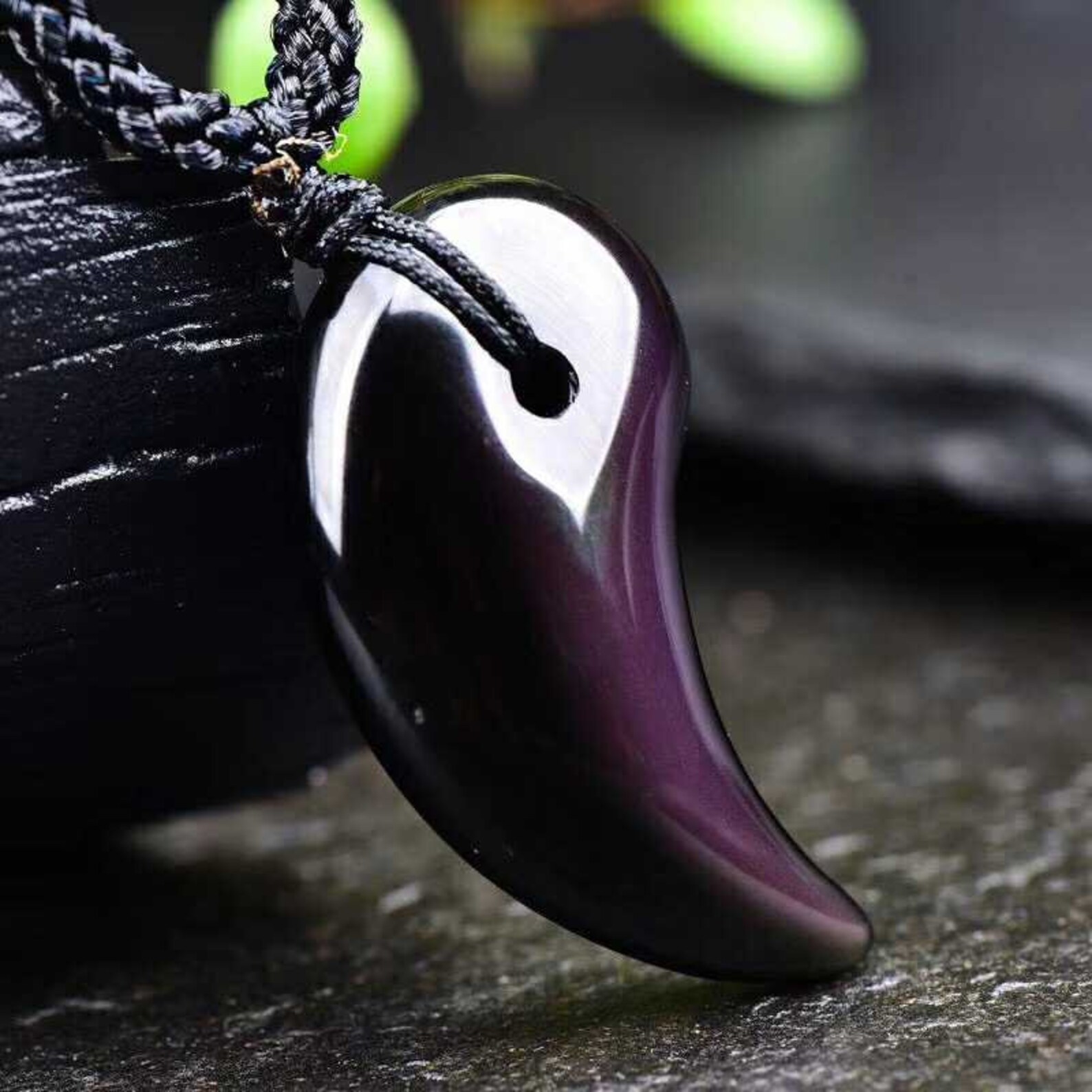 TOSSPER Crystal Jade Pendant Lover Magatama Pendant Ornament Tai Yin