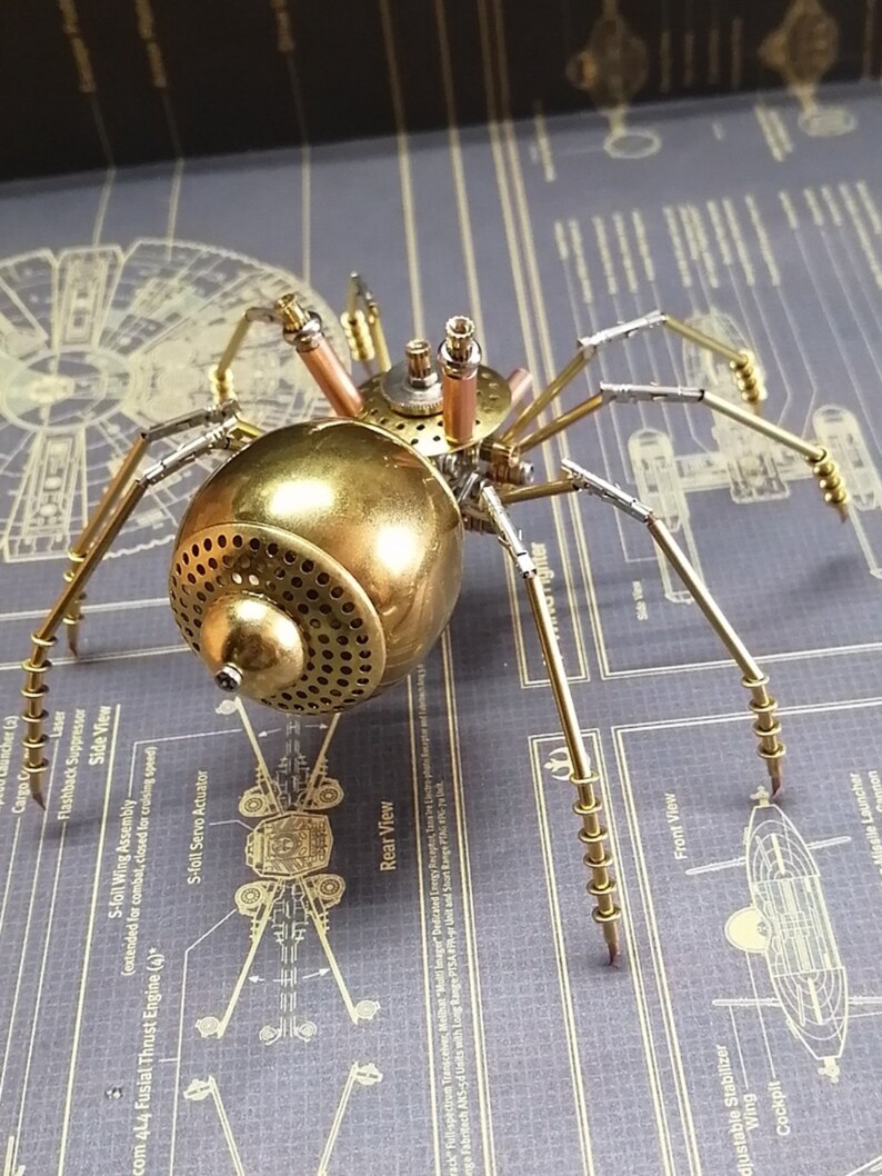 Steampunk Mechanical Insect Golden Spider All-metal Handmade Creative Small Crafts Ornaments image 3