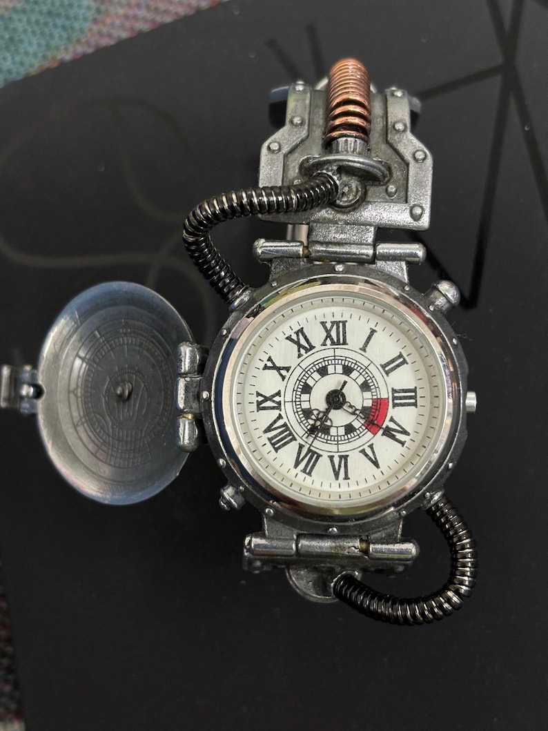 Verjaardagscadeau voor hem, steampunk retro-horloge, gepersonaliseerd horloge, horloge bruidsjonkers, cadeau voor papa, cadeau afbeelding 8