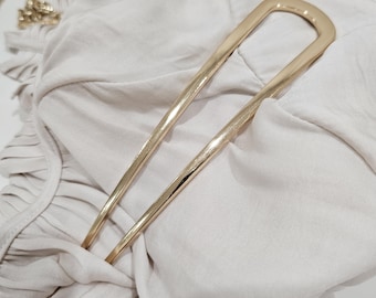 Oversized golden hair fork, French hair pin, metal hair U-shaped pin, large hair pin*trendy hair accessory*Fashion gift*Stylish gift for mom